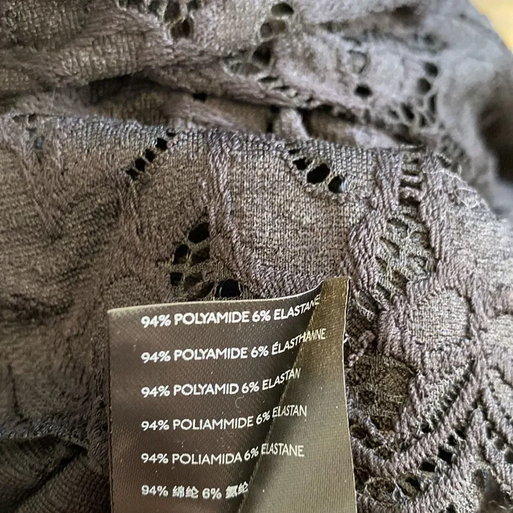 Free People Women's Small Olivia Lace Blouse Black Stretchy Soft